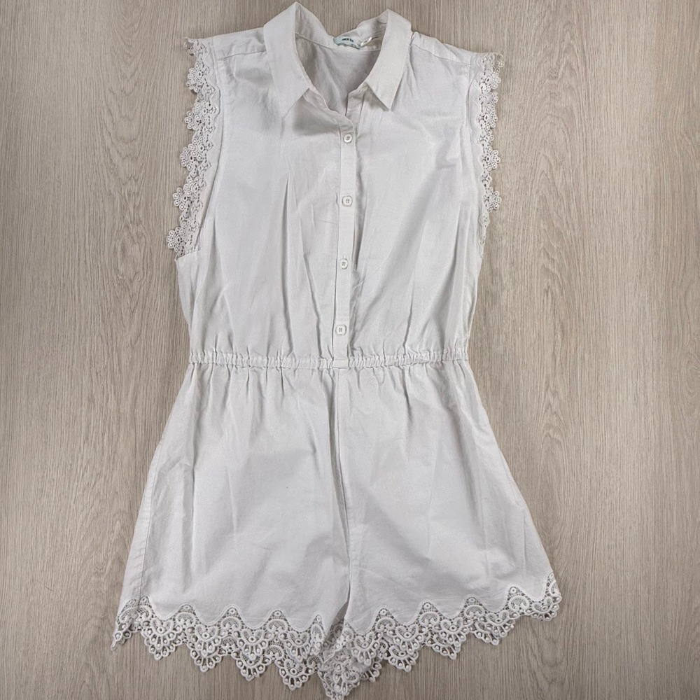 Lace Trim Romper Kimchi Blue Urban Outfitters Cotton Large Boho Cottagecore